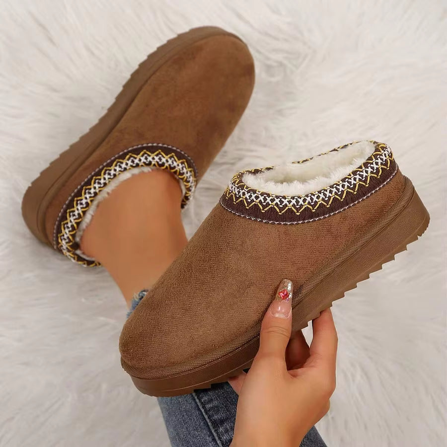 Women's Slippers Platform Snow Boots Thickened Flat Boots Warm Shoes For Outdoor Anti-Slip Boot Winter